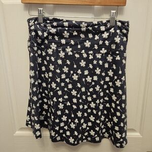 Toad&Co Dark Blue Skirt with White Floral Pattern